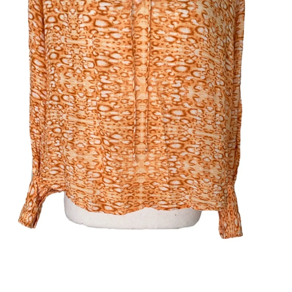 Anthropologie Kinga Csilla Sera Cropped Blouse in Orange Leopard Print - 2